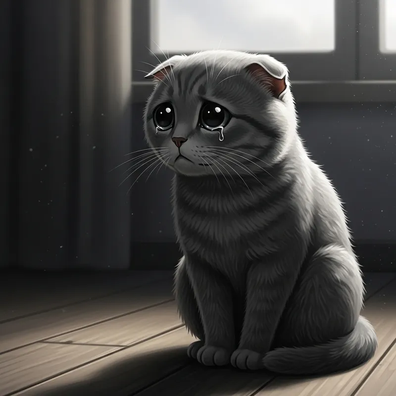 Sad Grey Cat