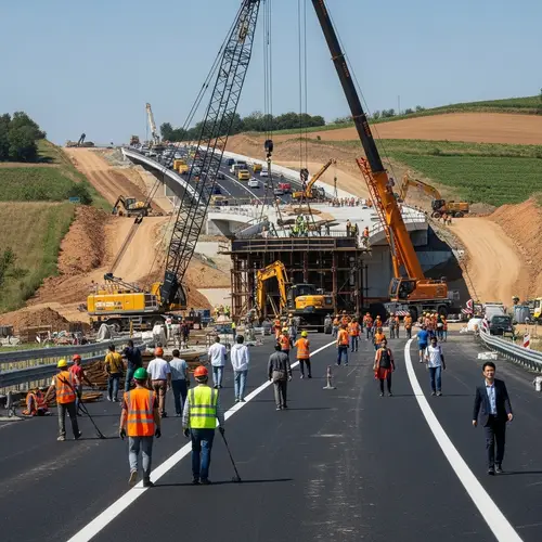 Italian Highway Construction: Bold Earth Tones & Activity