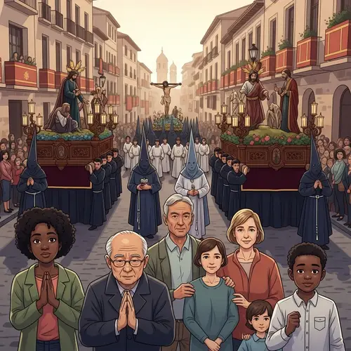 Semana Santa Illustration: Vibrant Holy Week Procession