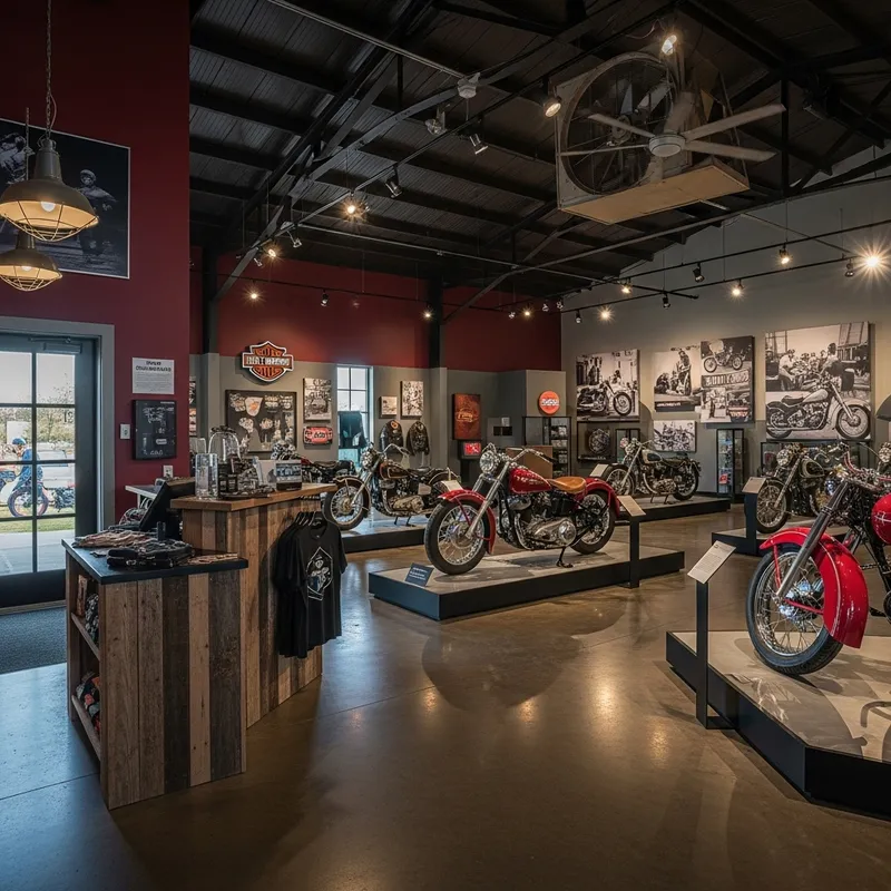 Vintage Harley Davidson Museum Interior in Hangar