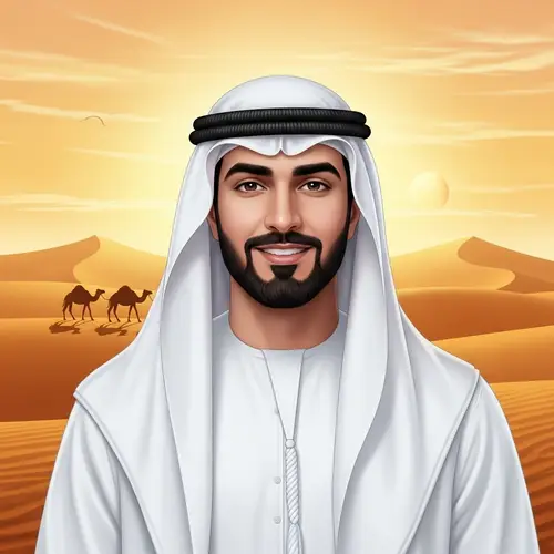 Middle Eastern Man in Traditional Attire | Desert Landscape Art