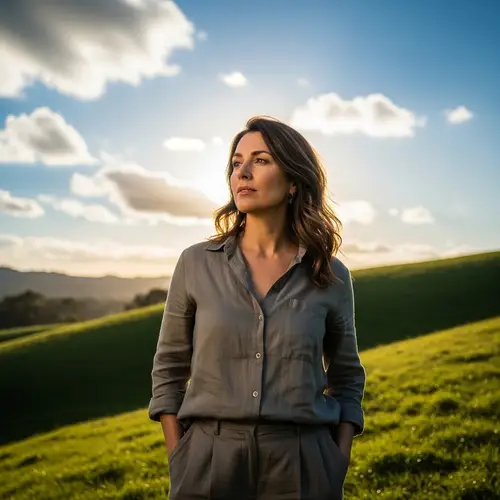 Serene Portrait of a Thoughtful Woman in Nature