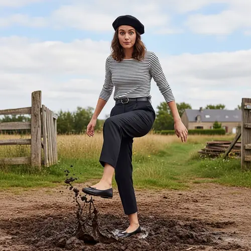 French Woman Steps in Cow Dung: A Humorous Encounter