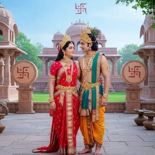 Divine Indian Couple in Traditional Attire | Mythological Love Story