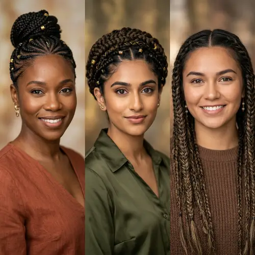 Diverse Professional Headshots with Stylish Braids