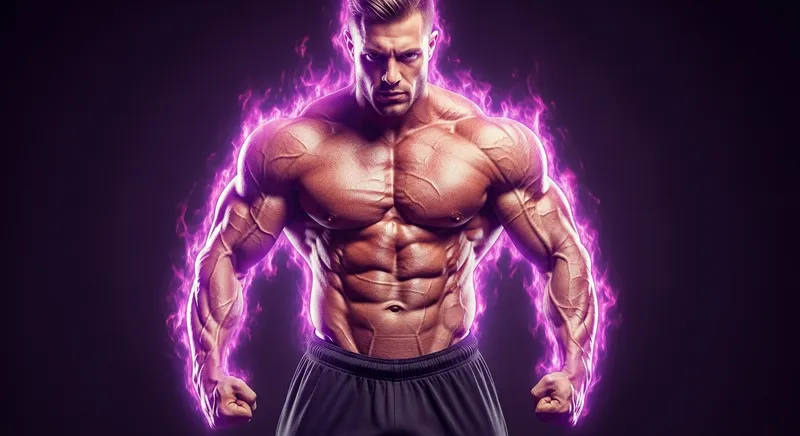 Empowered Warrior: Muscular Man with Energy Aura