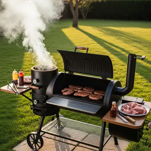 Traditional Barbecue Smoker in Outdoor Setting