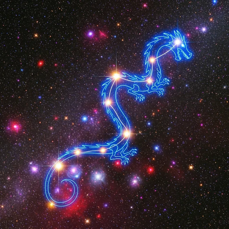 Majestic Dragon Constellation with Cosmic Stars