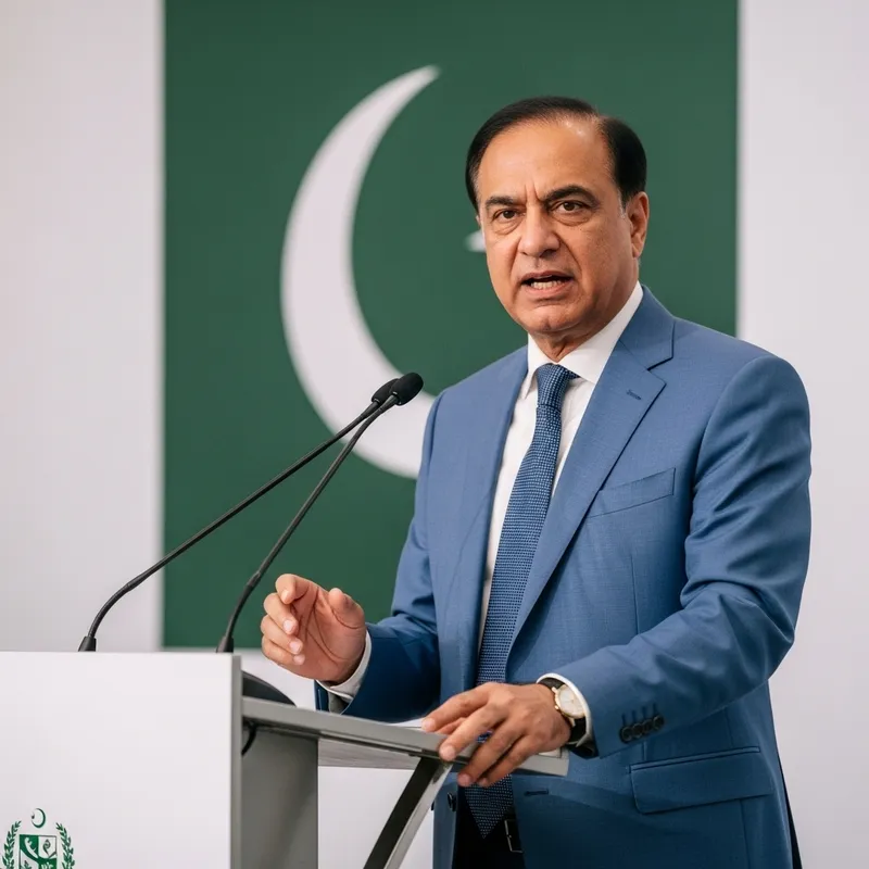 Imran Khan Speaking at Podium in Blue Suit