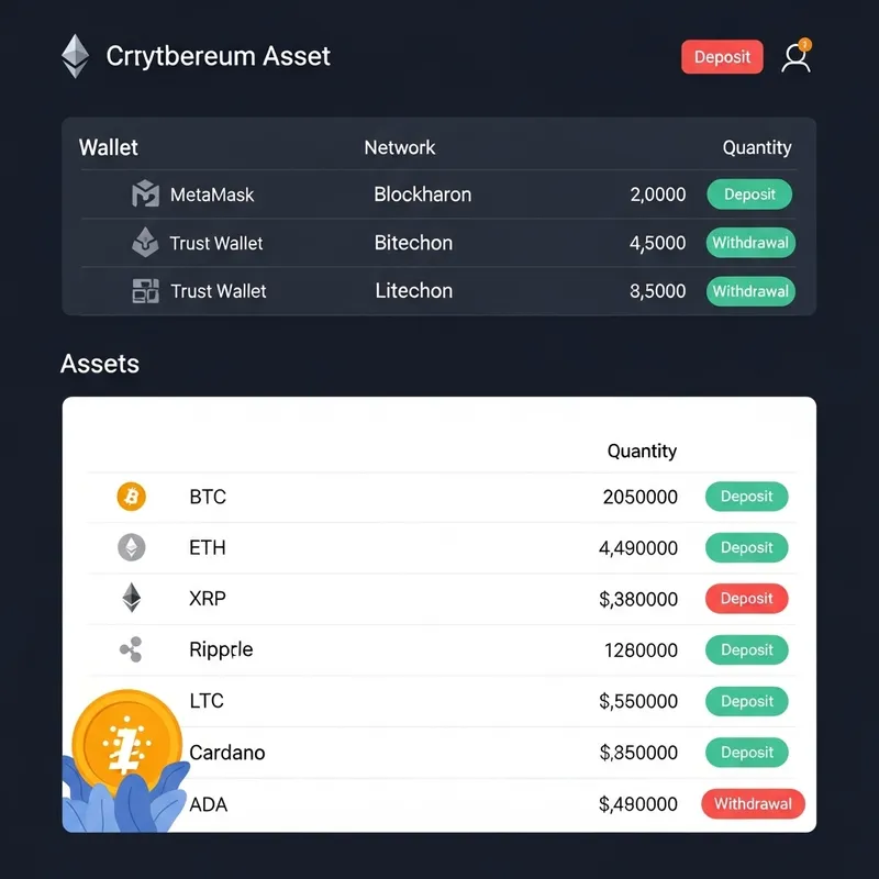 Cryptocurrency Asset Status Dashboard and Table | Wallets, Assets, Network