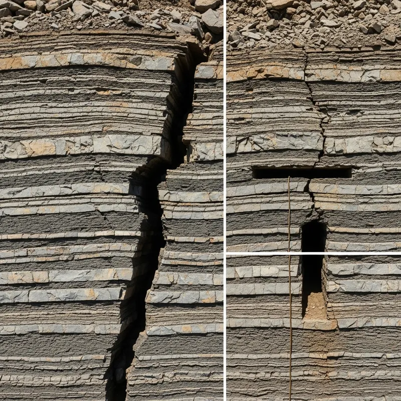 Multi-Layered Rock Textures and Geological Faults