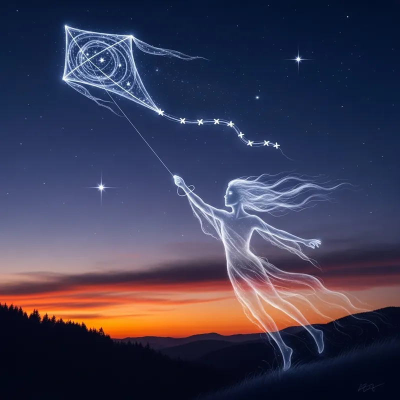魈 Flying a Kite - Supernatural Spirit Image