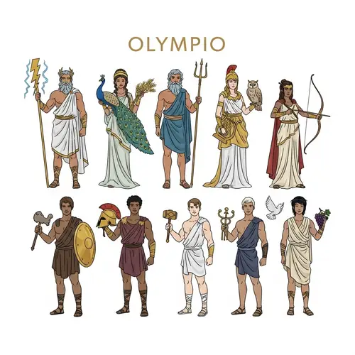 Diverse Representation of the Twelve Olympians from Greek Mythology