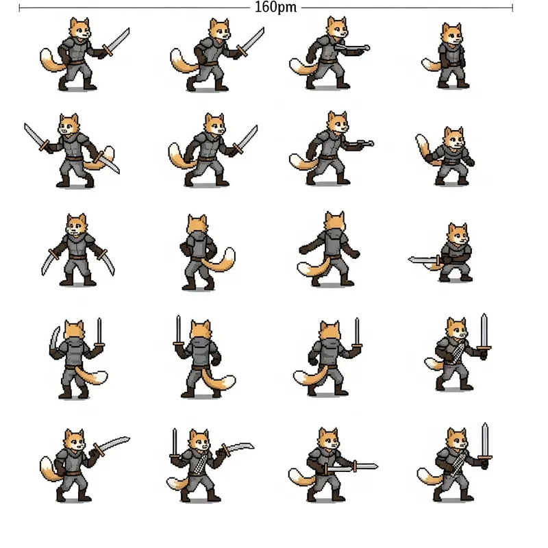 Furry Dungeons and Dragons Pixel Art Character Sprite Sheet