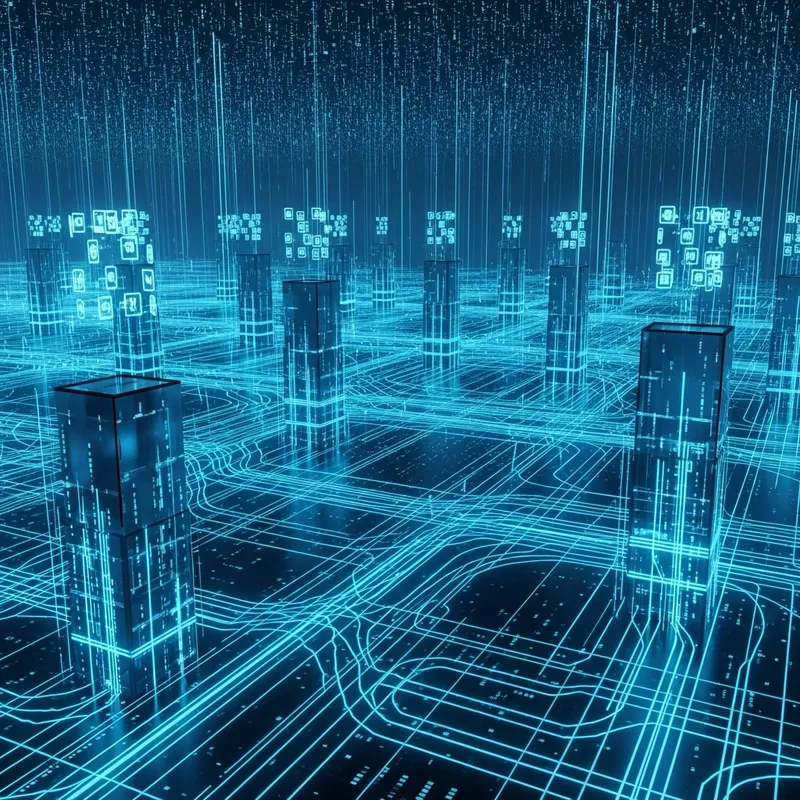 Digital Connections, Futuristic Landscape Digital Connections, Futuristic Landscape