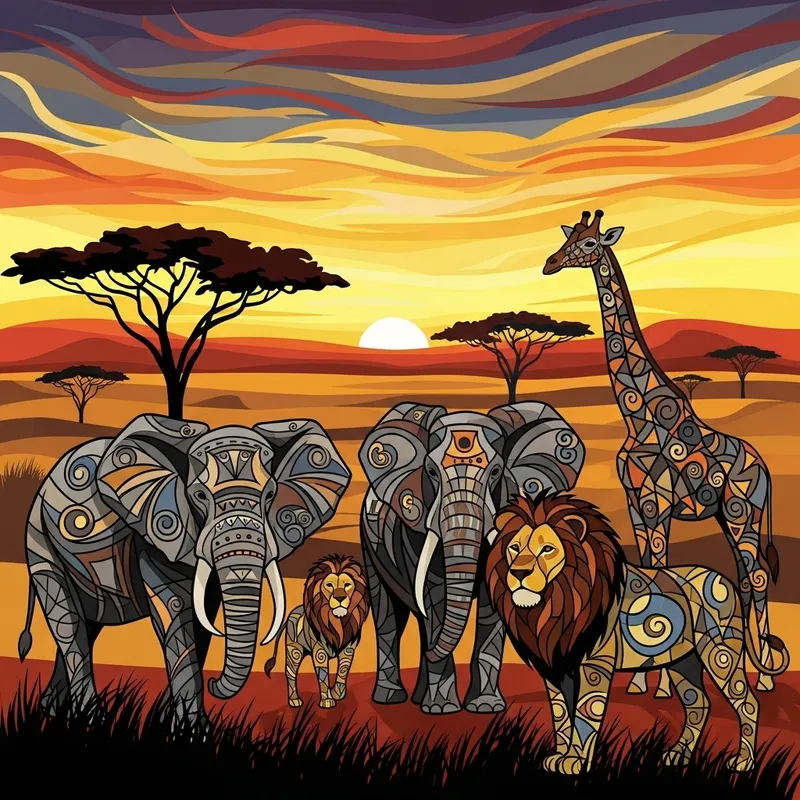 Abstract Safari Adventure: Art Inspired by Africa