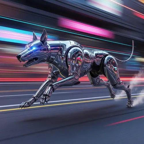 Futuristic Mechanical Dog with Glowing Blue Eyes | Agility & Speed