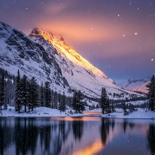 Majestic Snowy Mountain Landscape at Sunset | Scenic Nature View