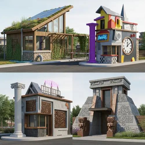 3D Residential Complex Design with Unique Guardhouses