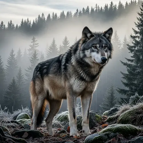 Robust Wolf in Majestic Wilderness | Lobo Fuerte