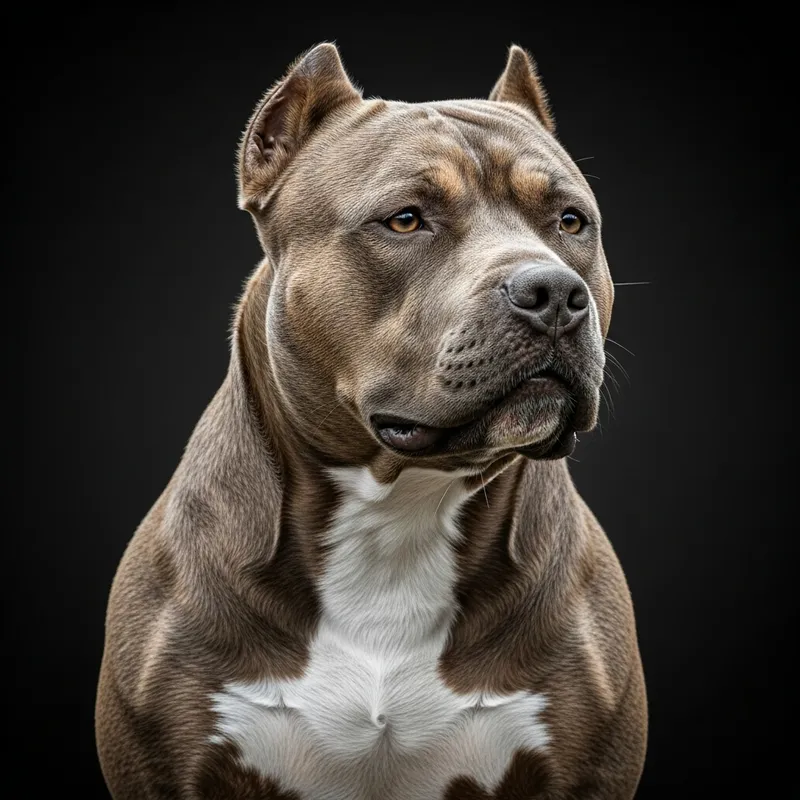 Majestic Pit Bull in Brown & Beige | Detailed Black & White Portrait
