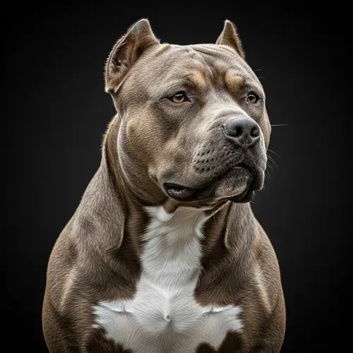 Noble Pit Bull Portrait in Brown and Beige | High Contrast Artwork