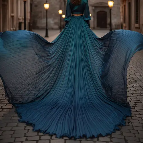 Flowing Gown Trail - Elegant Fashion Photography
