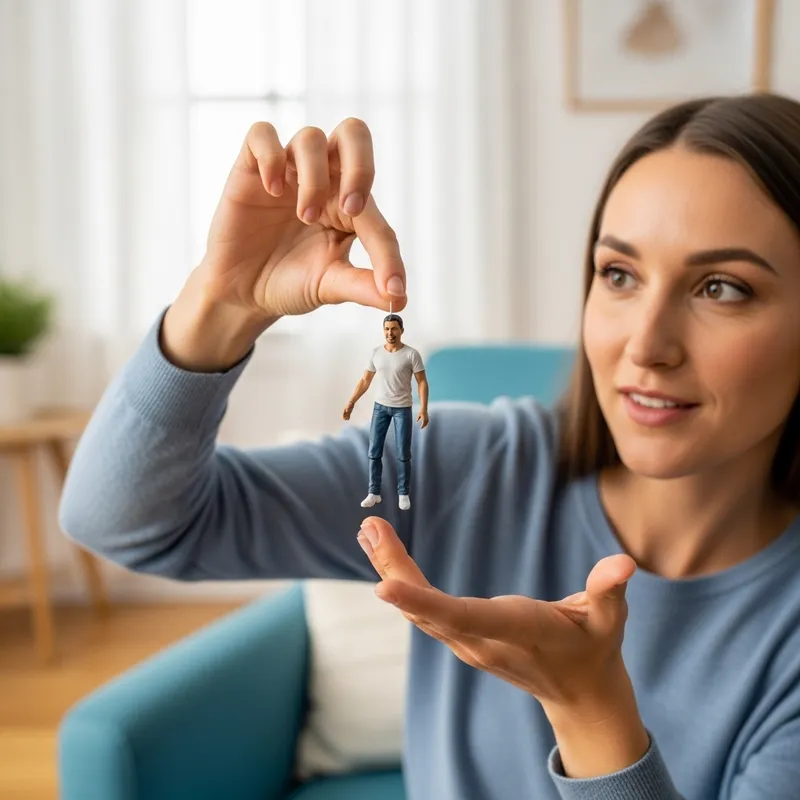 Delightful Moment: Woman Dangling Tiny Hispanic Man