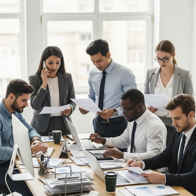 Collaborative Office Team in Modern Workspace Collaborative Office Team in Modern Workspace