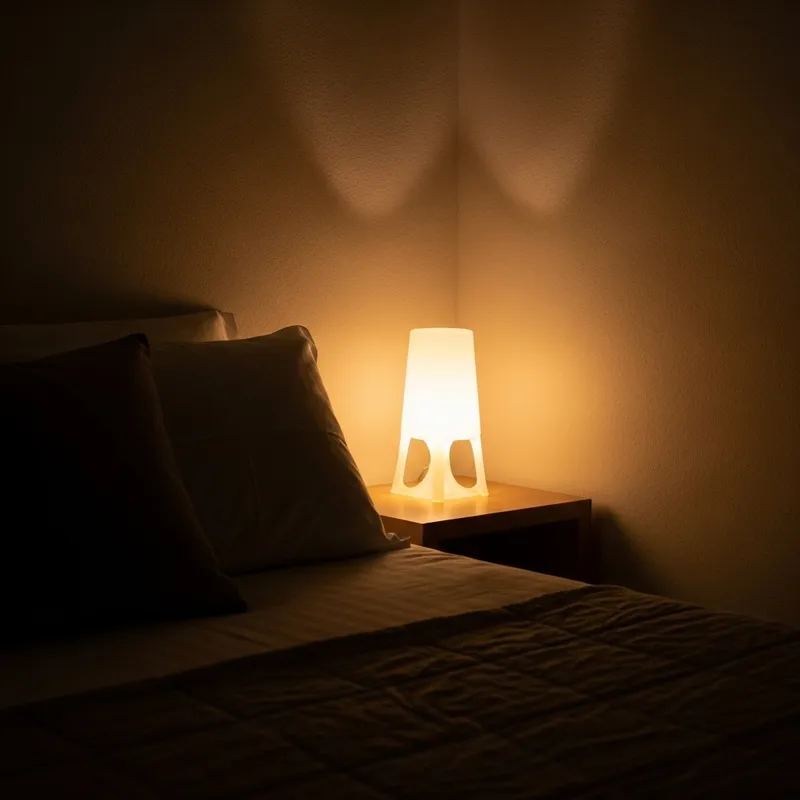 Cozy Bedroom Night Scene | Warm Table Lamp & Bedspread
