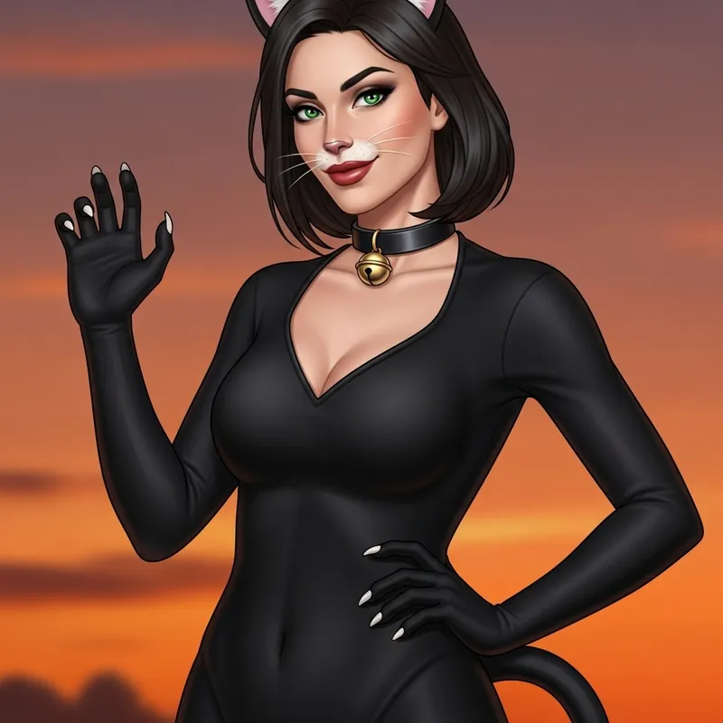 Feline Charm: Bella Italian Cat Woman in the Twilight