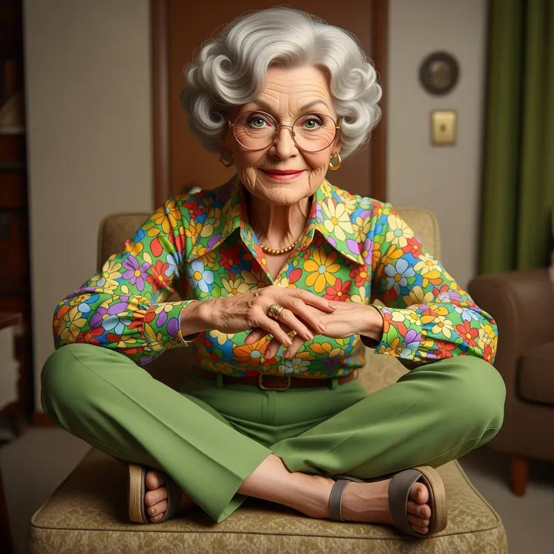 1978 Vintage Fashion: Caucasian Senior Lady Portrait