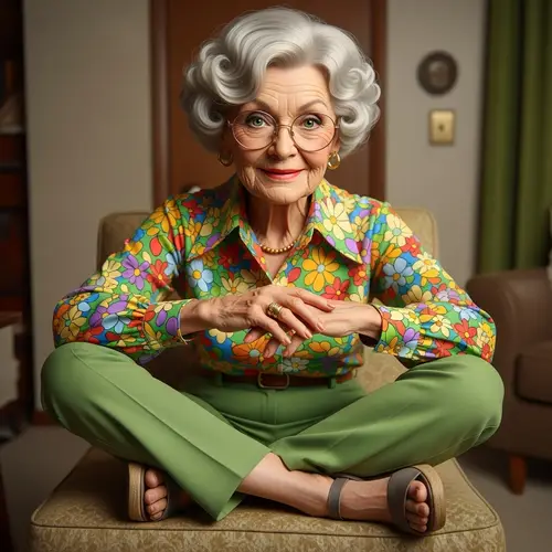 1970s Fashion: Elderly Caucasian Woman Portrait