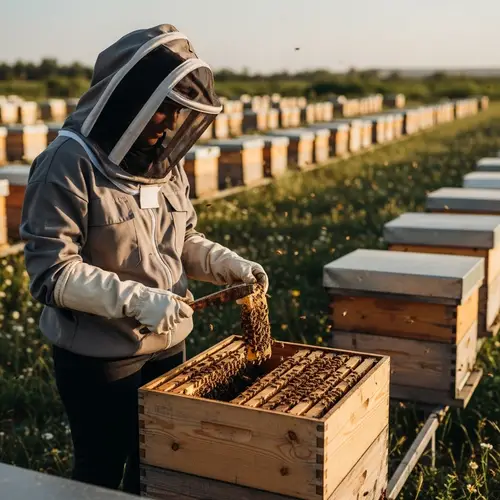 Joyous Middle-Eastern Female Beekeeper | Serene Bee Farm Scene