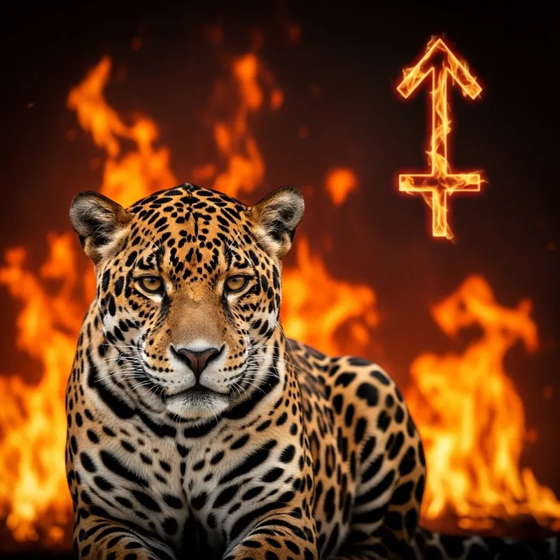 Majestic Jaguar in Fire: Symbolizing Sagittarius Wild Energy