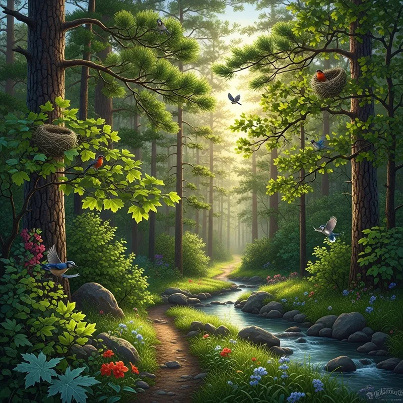 Serene Forest Escape: Tranquil Morning Scene