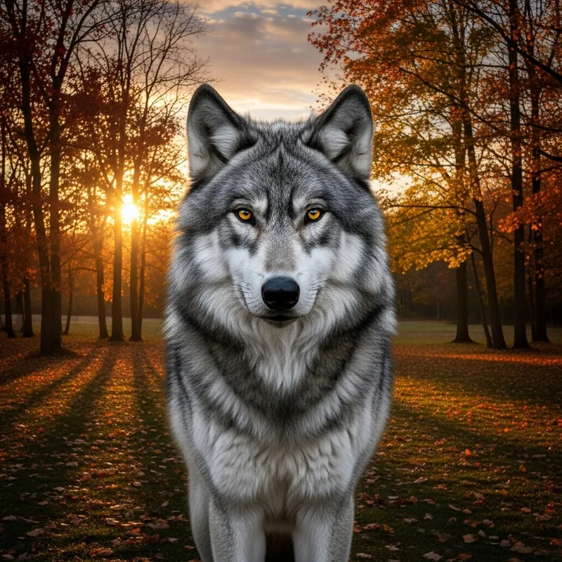 Majestic Grey Wolf in Autumn Forest | Nature Photography