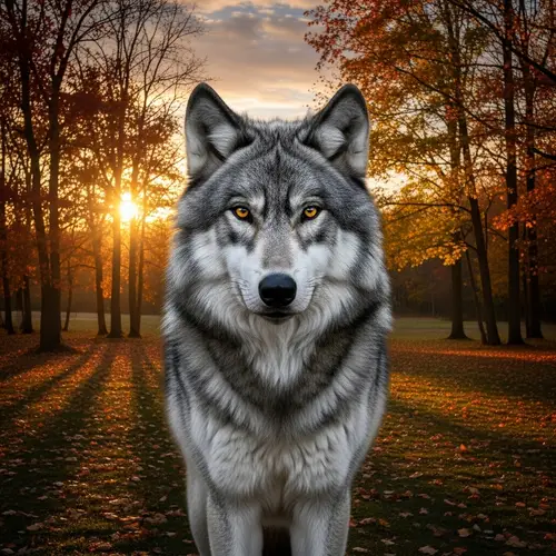 Majestic Grey Wolf in Autumn Forest | Wildlife Photography