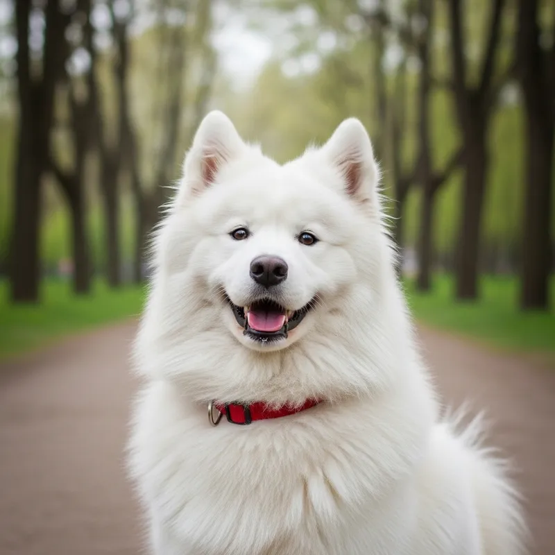 Beautifully Painted Samoyed Dog - Fluffy Charm with Twinkling Eyes