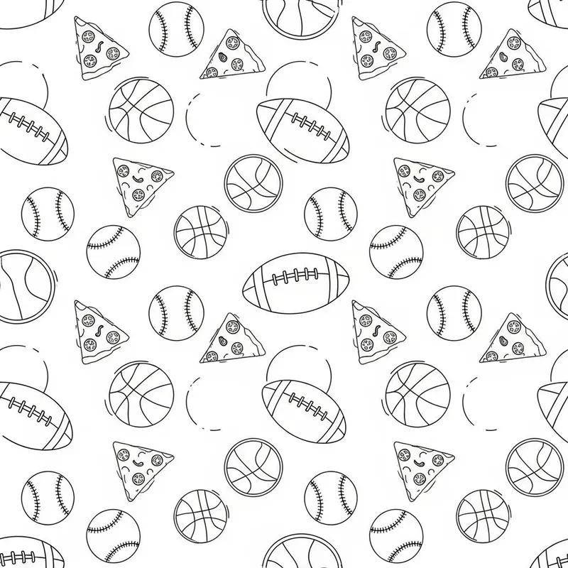 Playful Sports and Pizza Pattern Design