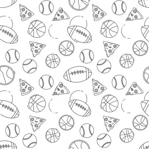 Playful Sports and Pizza Pattern Design