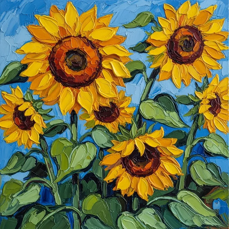 Abstract Sunflowers - Artistic Interpretation with Vibrant Colors