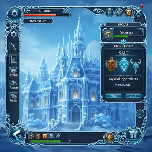 Frozen Victorian Palace - Ice-Encased Game Art UI