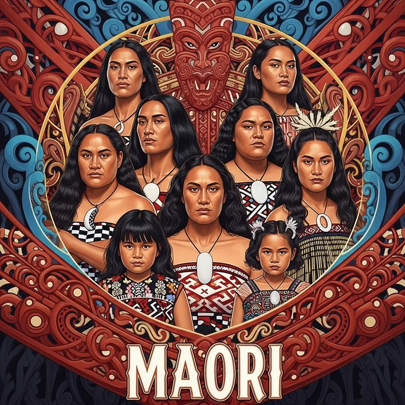 Empowering Maori Women: Dynamic Family Portrait in Digital Fusion