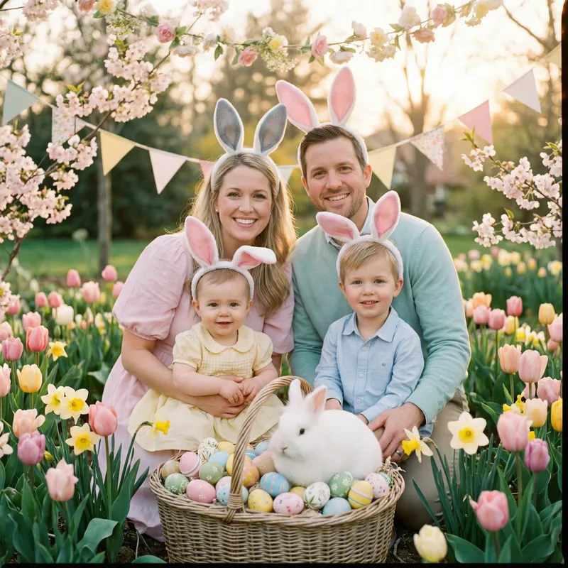 Beautiful Easter Portraits with Spring Flowers Beautiful Easter Portraits with Spring Flowers