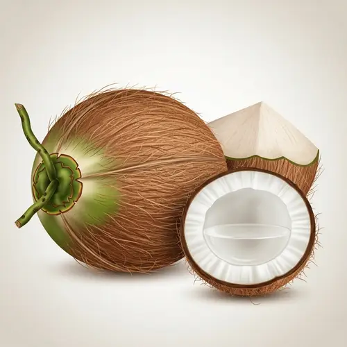 Natural Coconut - Fresh Husk, White Flesh, Clear Water