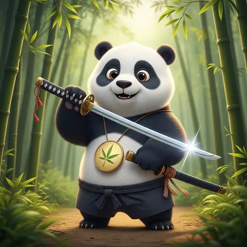 Cute Panda Bear Martial Arts Pose with Katana Sword