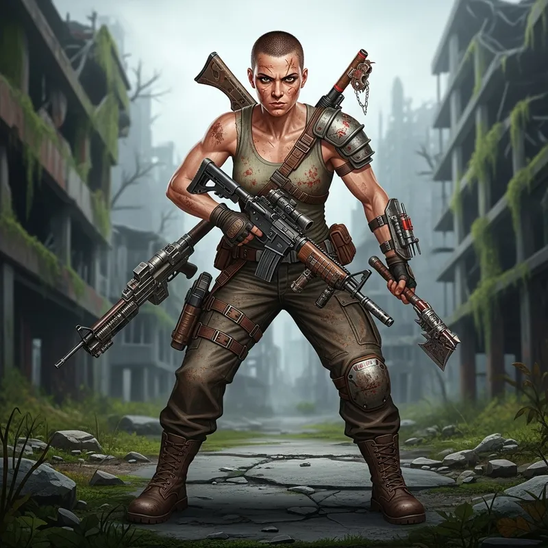 Abby - Muscular Woman in Post-Apocalyptic Urban Setting