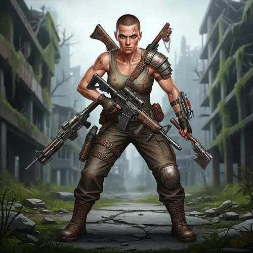 Abby - Strong Muscular Woman in Post-Apocalyptic Urban Setting