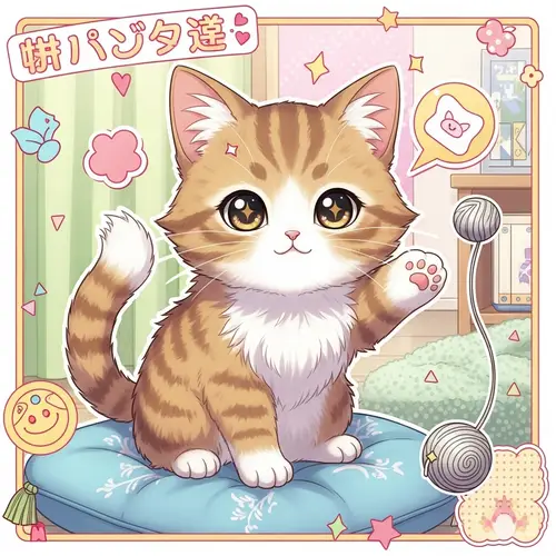 Charming Anime Cat | Cute Feline Character Illustration